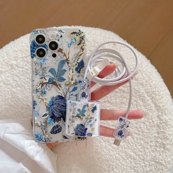 conjunto de funda de teléfono y funda de cargador para iphone