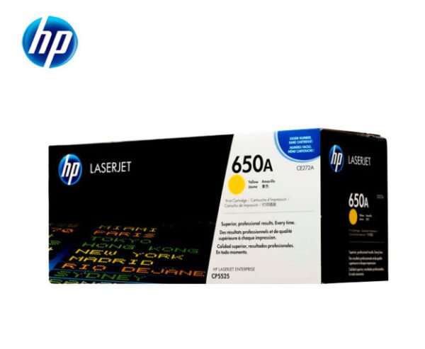 Tóner HP 650A Cartucho CE272A Amarillo LaserJet Original