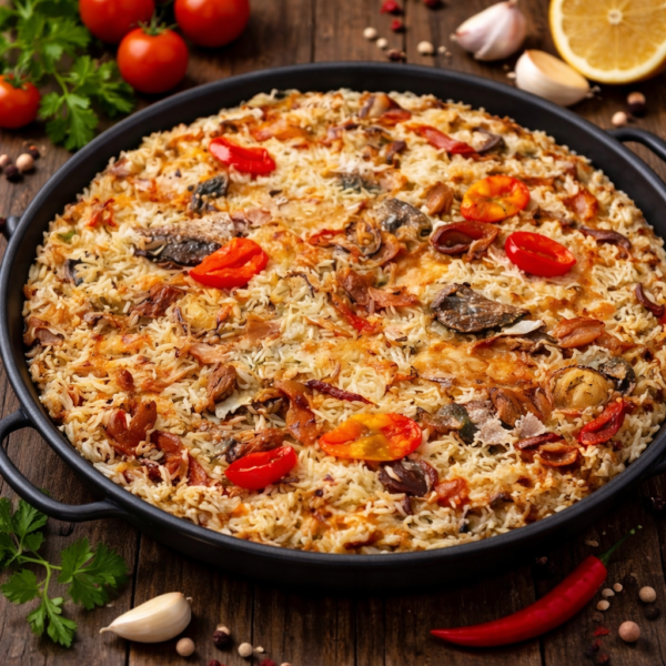 Arroz frito de pescado salado