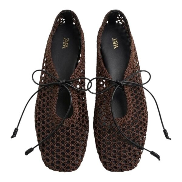 Bailarinas de Rejilla con Cordones - ZARA