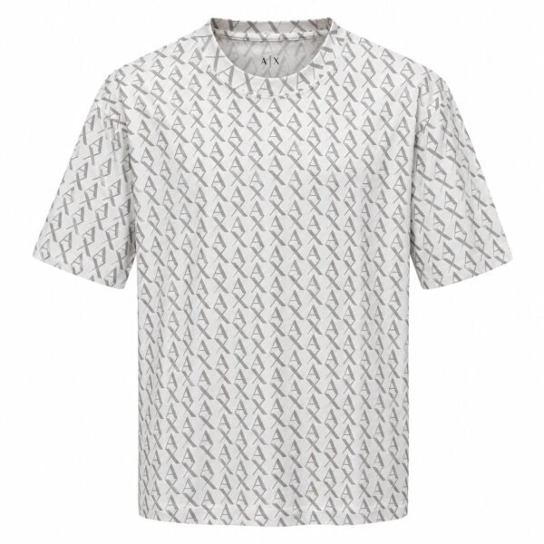 Camiseta de manga corta Armani Exchange para hombre en color blanco con estampado integral de monogramas.