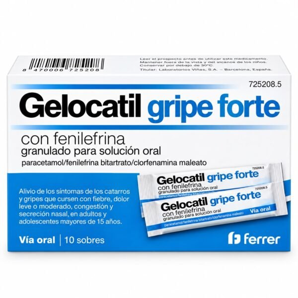 Gelocatil gripe forte con fenilefrina granulado para solución oral