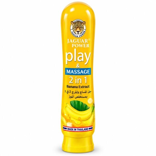 Gel de masajes y lubricante 2 en 1 Jaguar Power Play con extracto de plátano