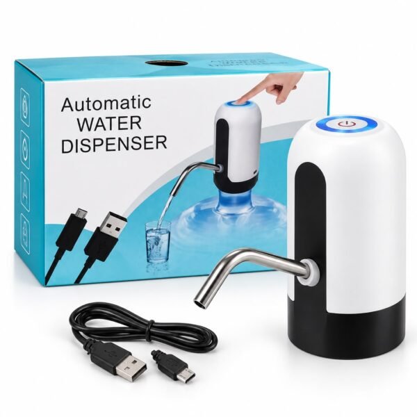 Dispensador Automático de Agua Eléctrico Recargable por USB – Blanco y Negro