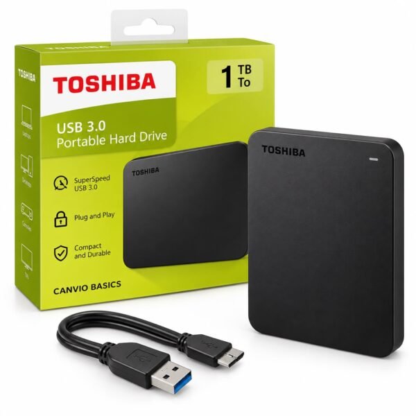 Disco Duro Externo Toshiba Canvio Basics de 1 TB – USB 3.0 – Negro